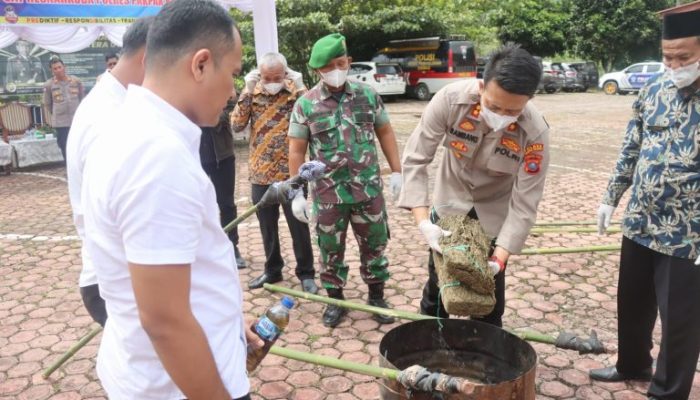AKBP Bambang C. Utomo, S.H., S.I.K., M.Si Musnahkan Barang Bukti Narkotika Ganja, Beliau Sampaikan Narkoba Musuh Kita Bersama