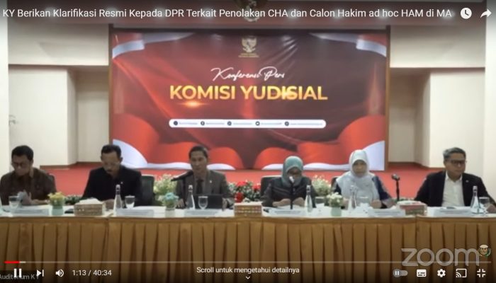 KY Berikan Klarifikasi Resmi Kepada DPR Terkait Penolakan CHA dan Calon Hakim ad hoc HAM di MA