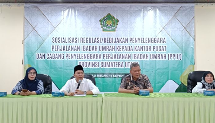 Kakanwil Kemenag  Sumut H.Ahmad Qosbi S.Ag.MM Buka Sosialisasi Regulasi PPIU Jemaah Harus Memperoleh Pelayanan Terbaik