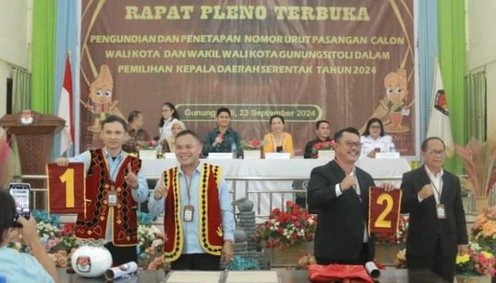 KPU Kota Gunungsitoli Gelar Rapat Pleno Terbuka, Tetapkan Nomor Urut Paslon Pilkada 2024