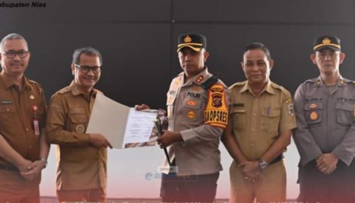 Penandatanganan NPHD Antara Pemkab Nias Dengan Polres Nias Dan Kodim 0213/Nias
