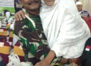 Kerinduannya kepada Surganya Provost Serma Warsono Anggota Kodam I/BB Gendong Surganya Saat Tiba Di Aula Madinatul Hujjaj Asrama Haji Medan