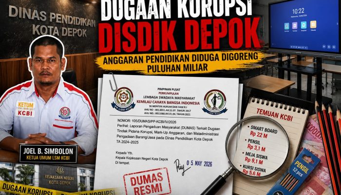 Dugaan Korupsi Disdik Depok Dibongkar KCBI, E-Katalog Disebut Jadi Alat Legitimasi Harga Tinggi