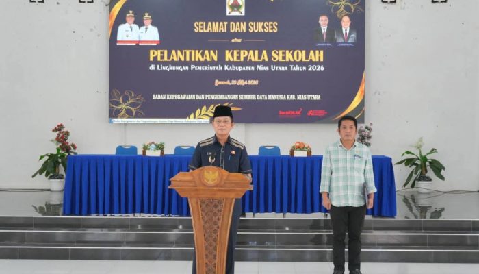Wakil Bupati Nias Utara Yusman Zega Ambil Sumpah 16 Orang Kepala Sekolah Se Kabupaten Nias Utara 