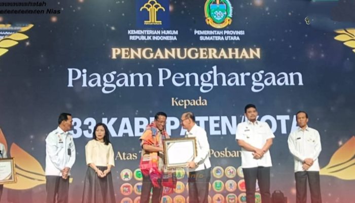 Pemkab Nias Terima Penghargaan atas Dukungan Pembentukan Posbankum