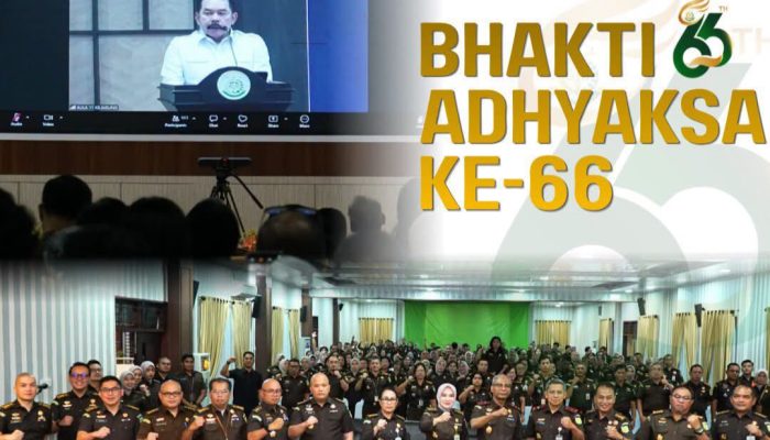 Kajati Sumut Muhibuddin SH.MH  Bersama Wakajati Sumut Eko Adhyaksono, SH.MH Bersama Para Pejabat Utama Mengikuti Peringatan HBA Melalui Virtual Arahan Jaksa Agung RI