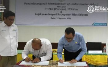 Kajari Nias Selatan Tanda Tangan MoU Dengan PT.PLN Unit Pelayanan Pelanggan  Nias 