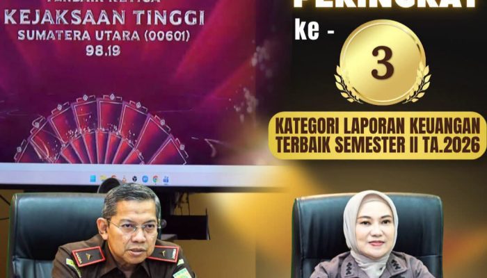Kajati Sumut Raih Peringkat 3 Pada Anugerah  Treasury Ulos Award Semester Tahun 1 Tahun 2026