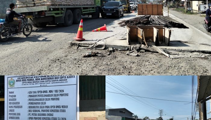 Gubsu ‘Di prank’ Dinas BMBKCK Sumut, Proyek Jalan Veteran Senilai Rp. 4,9 M Mangkrak, Dibanjiri Sumpah Serapah Pengendara Terjebak Macet 