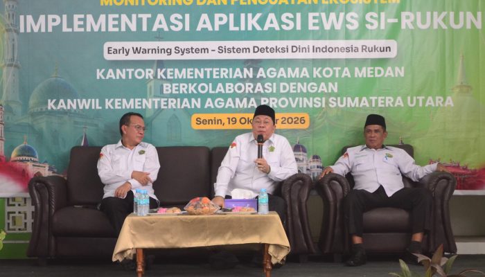 Kanwil Kemenag Sumut  H.Ahmad Qosbi S.Ag.MM, Sosialisasi Implementasi SI-RUKUN  Antisipasi Potensi Konflik Di Kemenag Kota Medan.