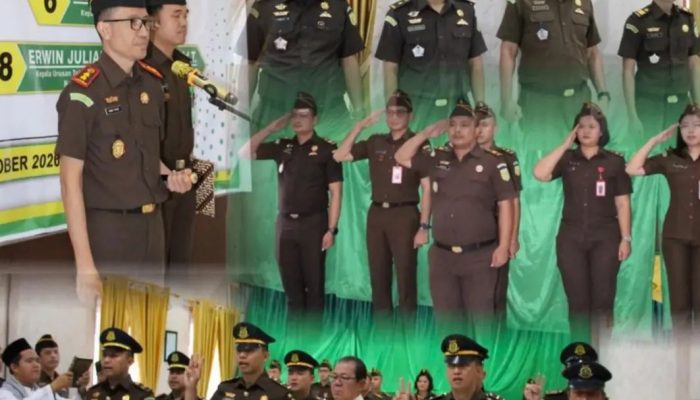 Kejari Nias Selatan Imam Fauzi.SH Pimpin Pelantikan Sumpah Jabatan Eselon V Di Lingkungan Kejari Nias Selatan